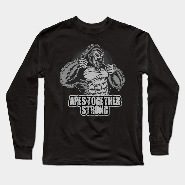 Apes Together Strong Gme Amc Ape Gorilla To the moon Long Sleeve T-Shirt by JayD World